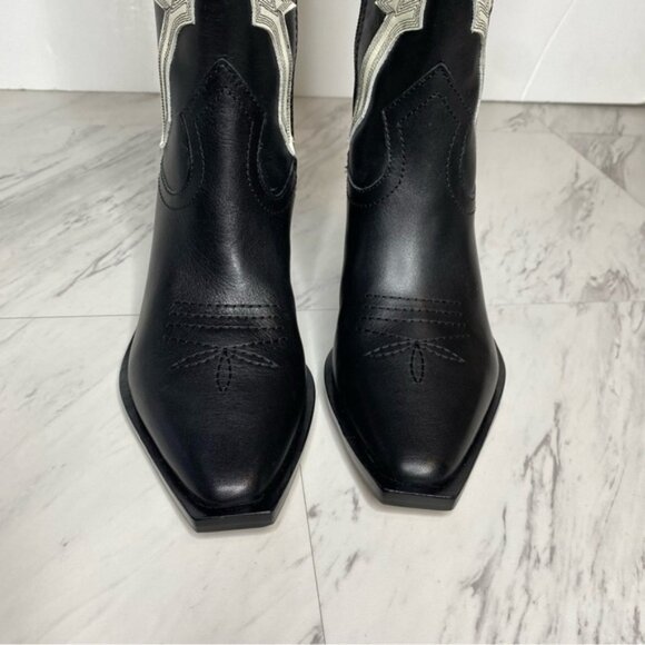 New! Dolce Vita Samare Black White Leather Tall Western Boot 5 - Picture 11 of 15